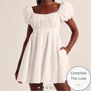 Abercrombie & Fitch size medium petite white puff sleeve babydoll mini dress